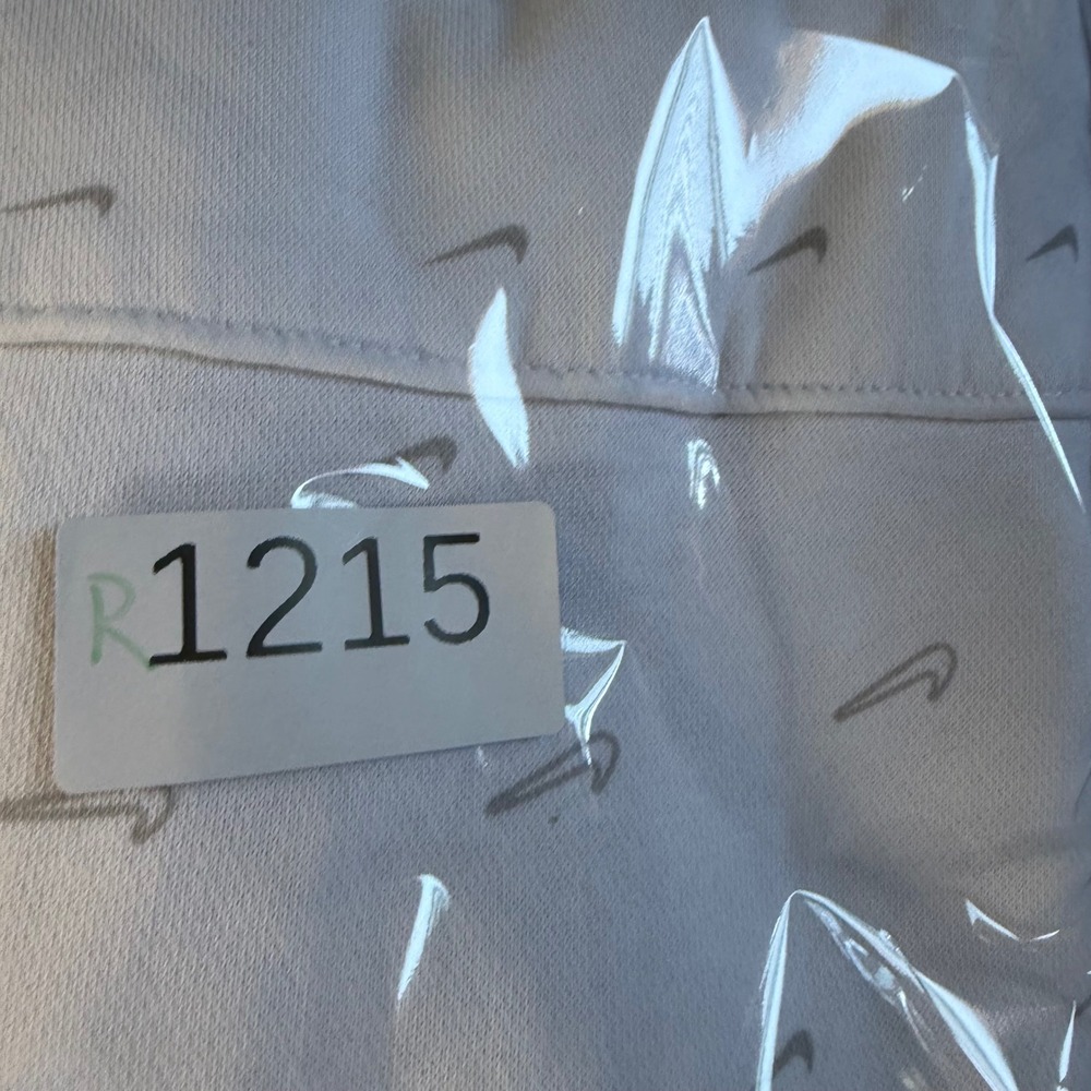 NIKE Mens M White Gray Mini Swoosh All Over Print Fleece Pullover Hoodie CJ5405 - Picture 8 of 9